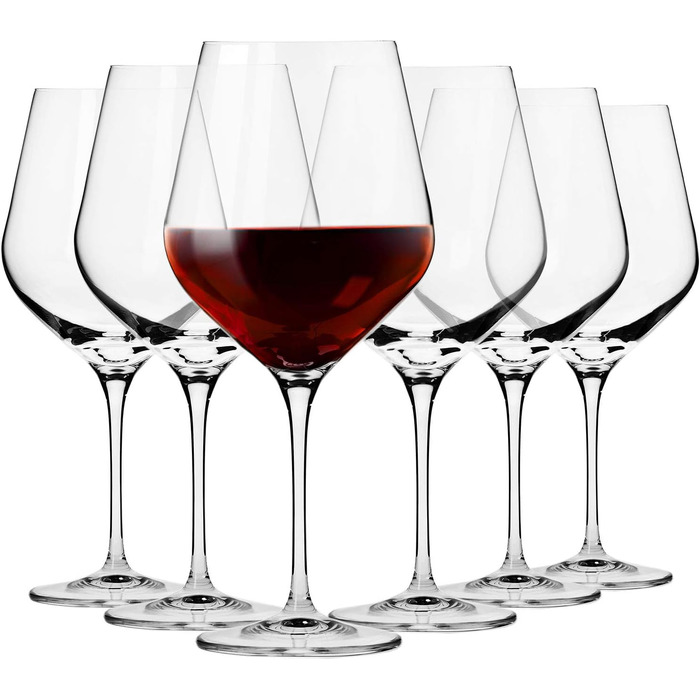 Krosno Burgundy Red Wine Glasses | Set of 6 | 860 ML | Splendour Collection | Perfect for home, restaurants, and parties | Dishwasher safe