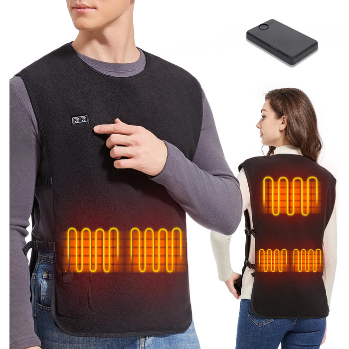 Обогревна жилетка для чоловіків та жінок з Powerbank, USB-живлення, 3 температурні режими, 5 зон обігріву, для активного відпочинку та зими