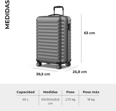 Набір валіз NEWTECK 4 шт. (75см, 63см, 53см, органайзер) ABS, жорсткий, міцний, сірий