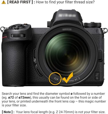 Фільтр ND змінної щільності Graufilter 72mm для DSLR камер, Sigma, Nikon - ND2-ND400, водонепроникний