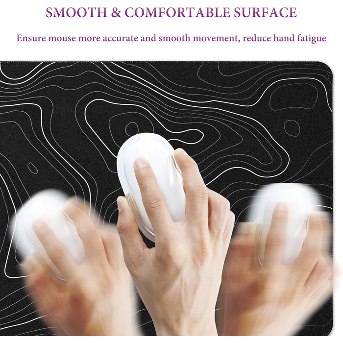 Килимок для миші HAUTOCO Gaming XXL 800x300 мм, чорний, топографічний, антиковзаючий