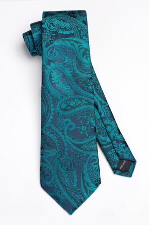 HISDERN Комплект краватки та нагрудного хустинки з квітковим візерунком павазьо, зелений (аква/бірюзовий)