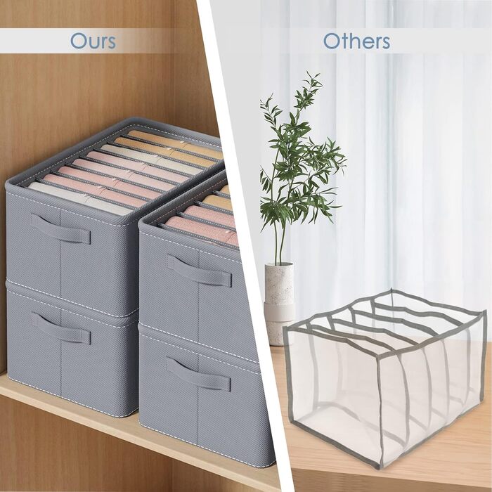 Closet Organizer, 6-Piece Closet Organizer Folding Storage Box, 7-Compartment Drawer Organizer, Closet Organization System for Clothes, Pants, Sweaters