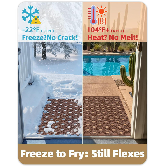 Килимок для порогу COLOR&GEOMETRY Null Geruch TPE Heavy Duty, 43x75 см (60x90 см), коричневий. Екологічний, не потребує догляду, антиковзаючий, для дому та вулиці