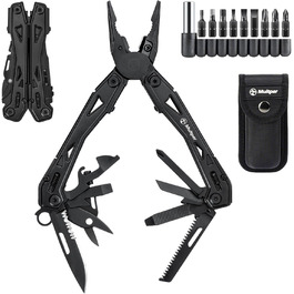Мультитул 26-в-1 для чоловіків: інструмент EDC з ніжцем, плоскогубцями, кусачками, набором біт для викрутки та іншим. Ідеально для виживання, кемпінгу та повсякденного використання. Виготовлений з нержавіючої сталі, з сумкою для перенесення.