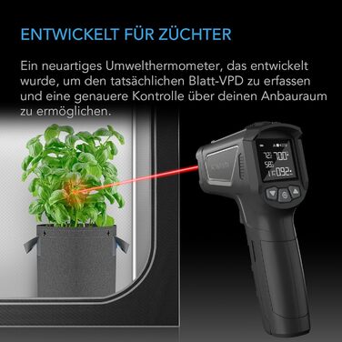 AC Infinity VPD-Thermometer: Вимірювач клімату для теплиць, шатрів, тераріумів, з інфрачервоним датчиком та калібруванням