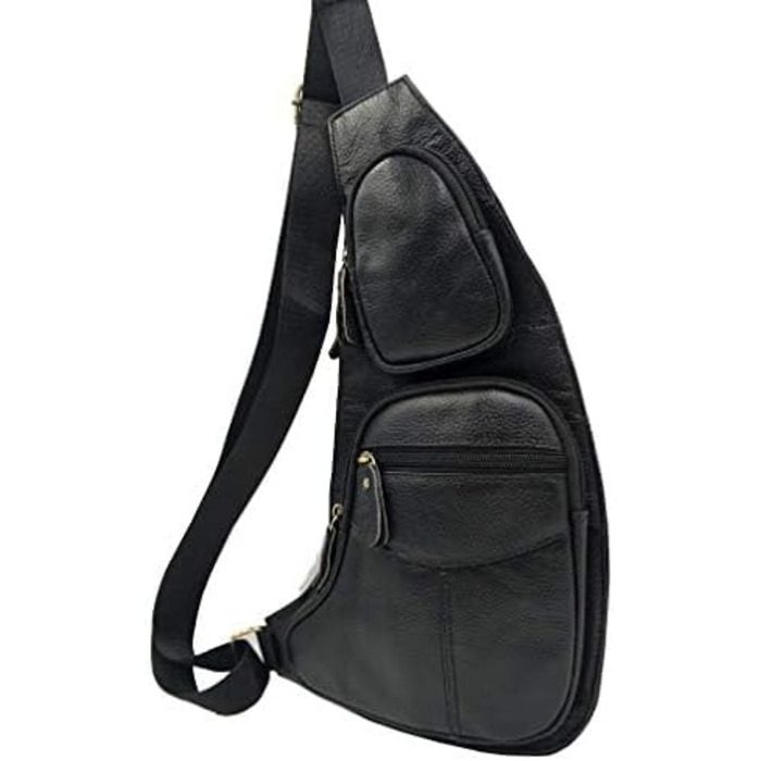 Чорна сумка через плече Sport Nylon для чоловіків та жінок: кросбоді, фанша, нагрудна, для подорожей, школи, бізнесу, ноутбука, велосипеда, туризму, кемпінгу, рюкзак-день, чорна (#02schwarz)