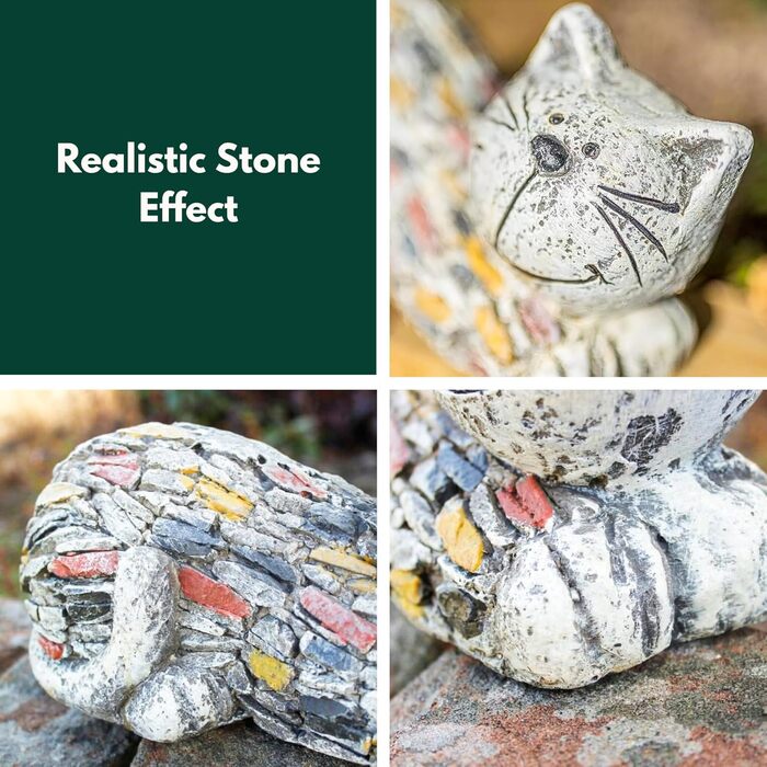 Garden Mile Unique Outdoor Garden Figure Made of Artificial Resin, Cat Statue with Traditional Stone Effect, Weatherproof and Eye-Catching, Garden Sculptures and Statues for Pond, Terrace and…