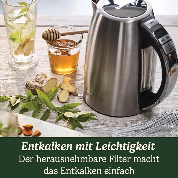 Електричний чайник Cuisinart Multi-Temp з регулюванням температури, 1.7л, нержавіюча сталь, бездротовий, з антикальк-фільтром, сріблястий