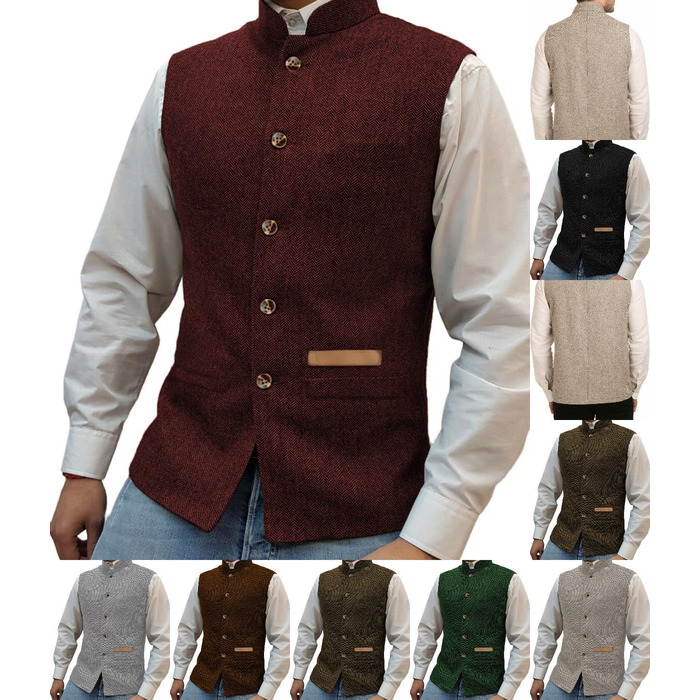 Жилет чоловічий Jagd Stand-Up Kragen з твіду, ретро візерунок 