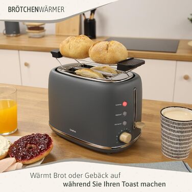 Тостер Briebe Nordic Set з водоваркою 1.7л, 2 відділення, 6 режимів підсмажування, сірий, BPA-free