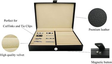Скрінька для прикрас Honey Bear з екошкіри, чорна, для краваток, запонок, чоловіча/жіноча