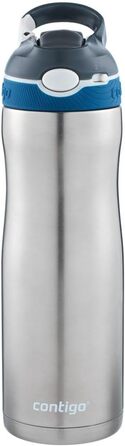 Contigo Ashland Chill Autospout Stainless Steel Water Bottle with Straw, Leak-Proof, Insulated Bottle for Sports, Biking, Hiking, 590 ml, Monaco