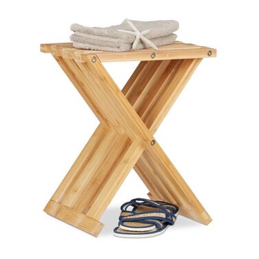 Relaxdays Bamboo Folding Stool