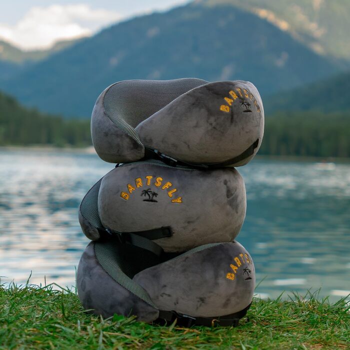 Подушка для шиї Memory Foam - Автомобільна та авіаційна, ергономічна, проти болю в шиї, для сну, для далеких перельотів, сірого кольору