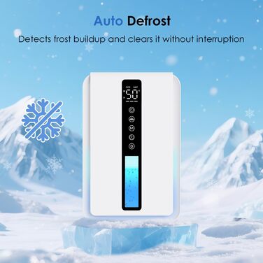 Електричний осушувач повітря 2500 мл з баком для води - Осушувач повітря електричний з трьома швидкостями + два режими, таймер 48H, авто-стоп & анти-заморожування, для спальні та ванної кімнати