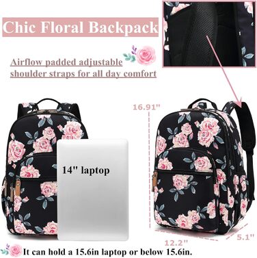 Шкільний рюкзак Leaper з квітковим принтом, сумка-рюкзак, сумочка для книг, жіноча сумка. Темно-синьо-білий квітка 2 (46, світло-рожева русалка)