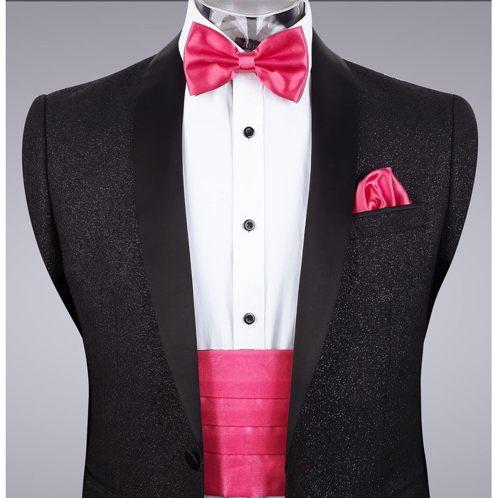 Набір краватки, ремінця та нагрудного платка Alizeal для чоловіків (фуксія, універсальний розмір)