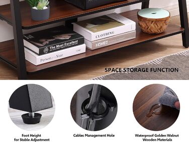 FITUEYES TV Stand with Mount - Adjustable Height TV Console for 37-70 inch TVs (up to 35kg) - Brown Wood