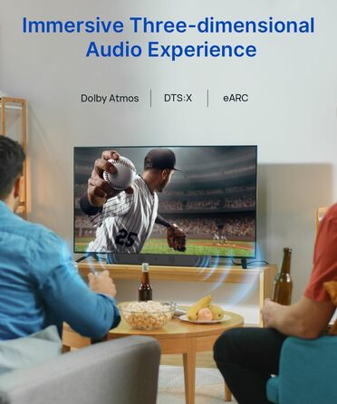 JSAUX HDMI 2.1 Кабель 8K 1.8м: 48Gbps, Highspeed Ethernet, HDR, eARC, Dolby Vision, VRR, для PS4 Pro, PS5, TV, Blu-ray, Проектор (червоний)