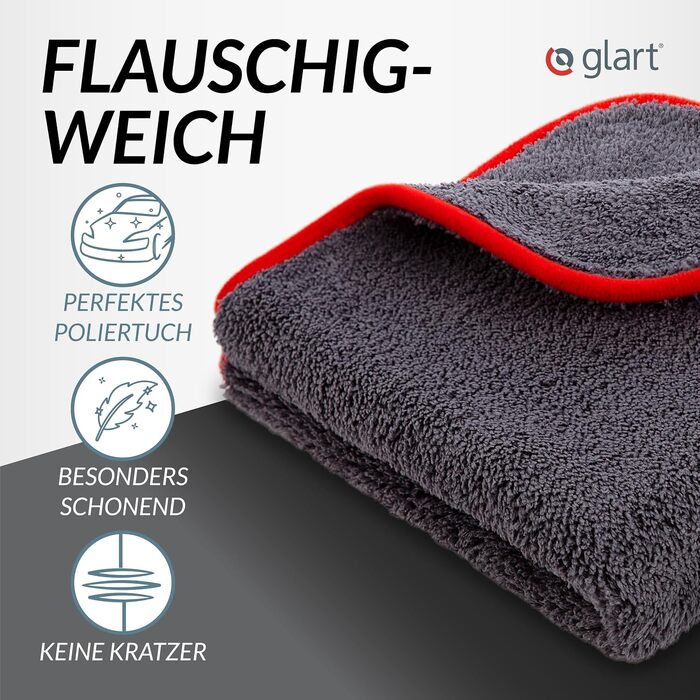 Мікрофібра для автомобіля Glart 443TPO4, 12 шт, 40x40 см, 600 GSM, серветки для полірування та чистки авто, червоні