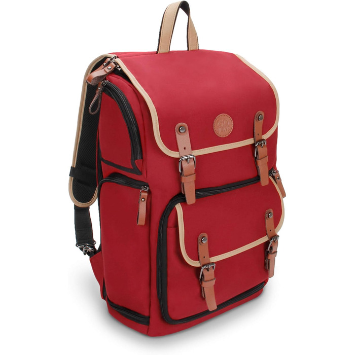 GOgroove Рюкзак для камери: DSLR рюкзак для подорожей, з відділенням для ноутбука та штатива, вологостійкий, червоний