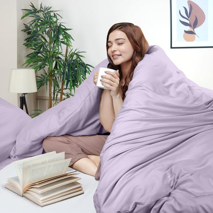 Комплект постільної білизни Utopia Bedding, повний розмір: простирадло на гумці, 2 наволочки, 203 x 228 см, ультрам'яка мікрофібра, лаванда