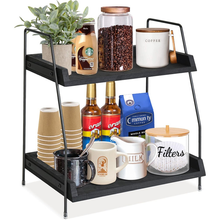 Coffee bar accessories and organizers, countertop, coffee station, organizer, kitchen counter, shelf, organizer, coffee spice storage, lid holder, countertop shelf for bathrooms