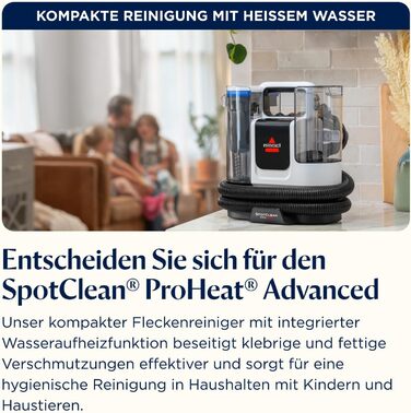 BISSELL SpotClean ProHeat Advanced: Професійний мийник килимів та м'яких меблів, 1125W, з кабелем, 3924N