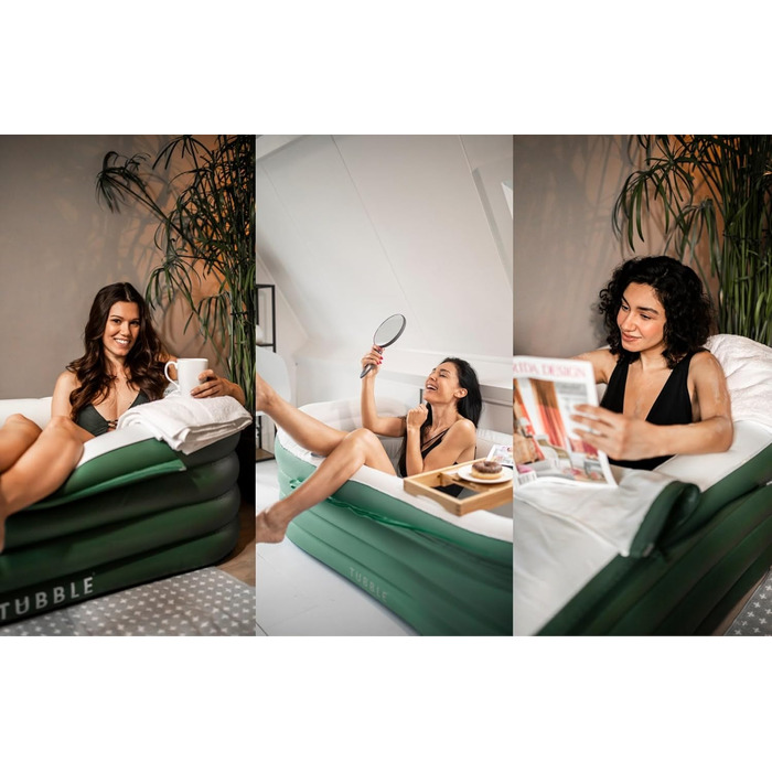 Надувна ванна Tubble® Royale 255 літрів - складана ванна для дорослих, 188 см, швидкий монтаж, для дому та вулиці, домашнє спа, крижана ванна (255 л, Emerald Green)