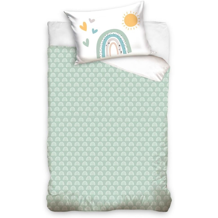 Комплект постільної білизни для дитячого ліжечка 100x135 см з 100% бавовни - для дітей та малюків, веселий стиль райдуга, сонце, бохо, для дівчаток та хлопчиків, включає 40x60 + 100x135 см