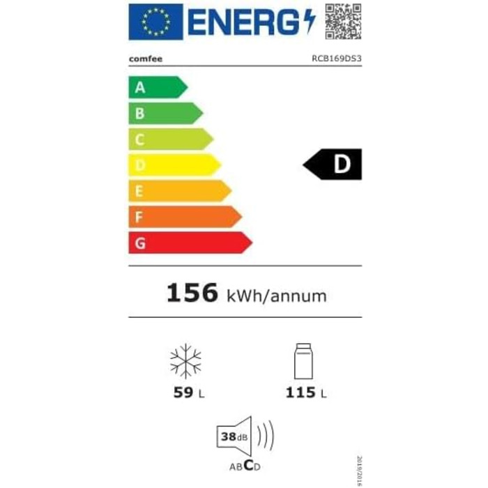 Холодильник Comfee RCD115DK2 з морозильною камерою, 80л, для дому та офісу, чорний, регулювання температури