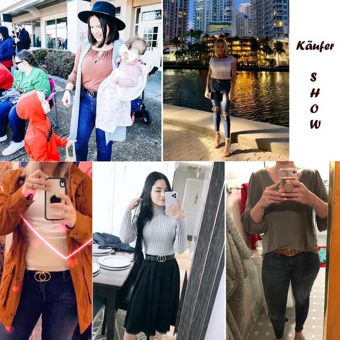 Жіночий шкіряний ремінь JasGood з подвійною кільцевою пряжкою для джинсів, штанів, суконь - чорний, XS (100 см, об'єм талії 65-75 см)