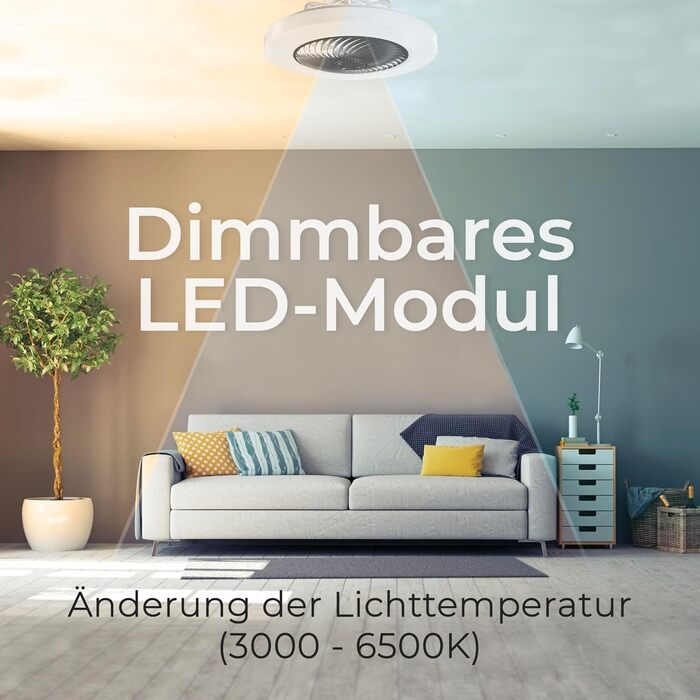 Стельовий вентилятор Noaton Triton 12050B з LED підсвіткою, 50 см, чорний. Димер, 3 режими світла, пульт, таймер