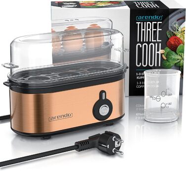 Електричний яйцеварка Arendo Threecook з нержавіючої сталі - 1-3 яйця, регулювання ступеня готовності, BPA-free, GS-сертифікат