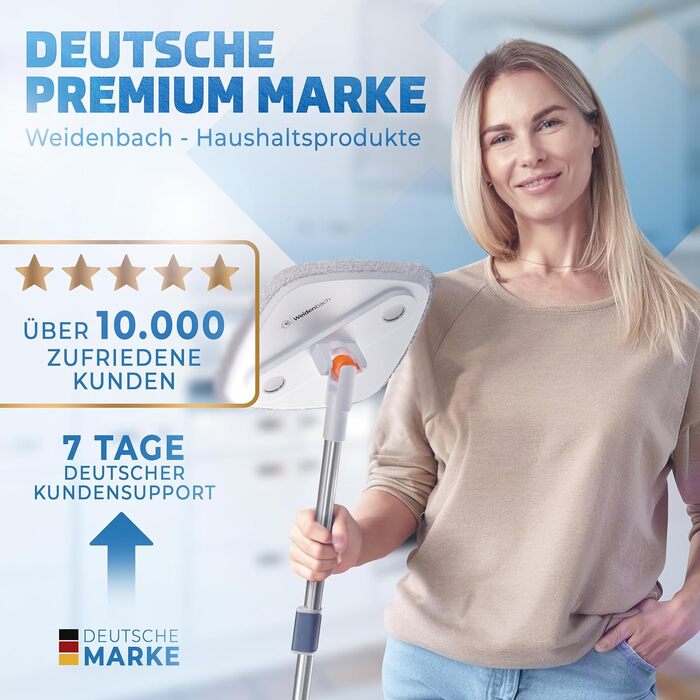 Набір для миття підлоги з відром | Система з 2-ма камерами для розділення брудної та чистої води | Моп для ефективного миття підлоги | Функція віджиму, насадки для мопа (2 шт.)