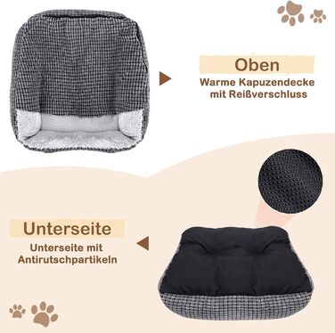 Dog Bed for Medium-Sized Dogs, Dog Basket with Removable Blanket, Corduroy Dog Beds Fluffy Washable, Non-Slip Dog Basket, Dog Sofa with High Edge Fits up to 18kg Pets (76x61x23cm)
