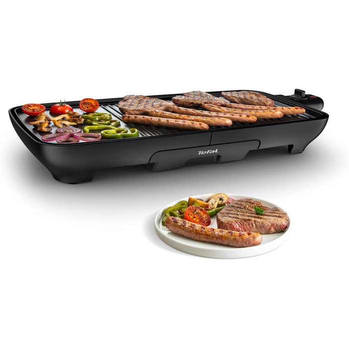 Торговий гриль Tefal Plancha Booster CB6428 Malaga: велика поверхня, 6 температур, злив жиру, Thermo-Spot