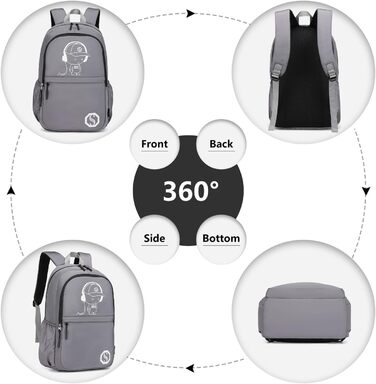 KONO Набір шкільних рюкзаків 3-в-1: рюкзак, сумка через плече, пенал. Для ноутбука 15.6