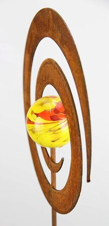Bornhöft Garden Stake Metal Rust Garden Decor Rusty Decoration Patina Rust with Glass Spheres (Whirligig)