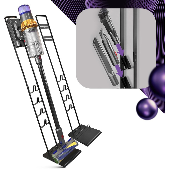 Підставка для пилососа Dyson: настінна, без свердління, для моделей V7, V8, V10, V11, V12 Slim, V15, V15s, Gen5. FILTERLUX®