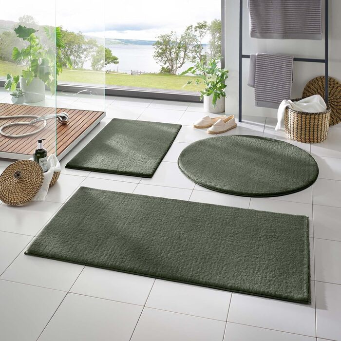 Килимок для ванної Taracarpet Fiona, 50x80 см, темно-зелений, антиковзаючий, миючий, для ванної кімнати