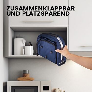 Складаний кошик для покупок на 30 літрів з 4 стійками | Міцний кошик для перенесення та пікнік | Великий кошик для сім'ї (46x27x25см) | З м'якими ручками | Для покупок, подорожей, кемпінгу (30л, Синій)