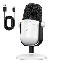 Ігровий USB-мікрофон з шумозаглушенням та кнопкою вимкнення звуку для стрімінгу, запису, подкастів (PC/Mac/PS4/PS5) - Білий