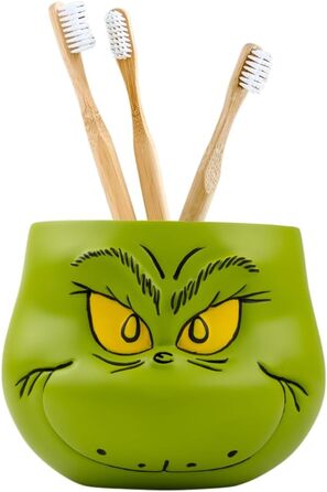 Collectibles Dr. Seuss' The Grinch Holiday Toothbrush Holder for Makeup Brushes/Pens, Official Licensed Product Franco