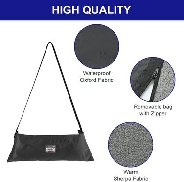 Килимок для собак Outdoor: Водостійкий, 100x70 см, миється. Підходить для подорожей, кемпінгу. З сумкою та пристроєм для видалення шерсті. Для собак та котів. Теплий килимок/ліжко. Велика подорожня ковдра (Чорний, Вовна)