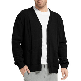 Чоловічий кардиган з в'язаного полотна, чорний, XL. Зручний чоловічий пуловер з V-подібним вирізом, довгі рукави, з кнопками та кишенями. Ідеальний для зими.