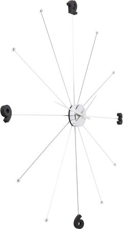 Kare Design Wall Clock Like Umbrella, 100cm Diameter, Clock, Modern, Minimalist, Aluminum Frame, Round, Battery not included (Chrome)