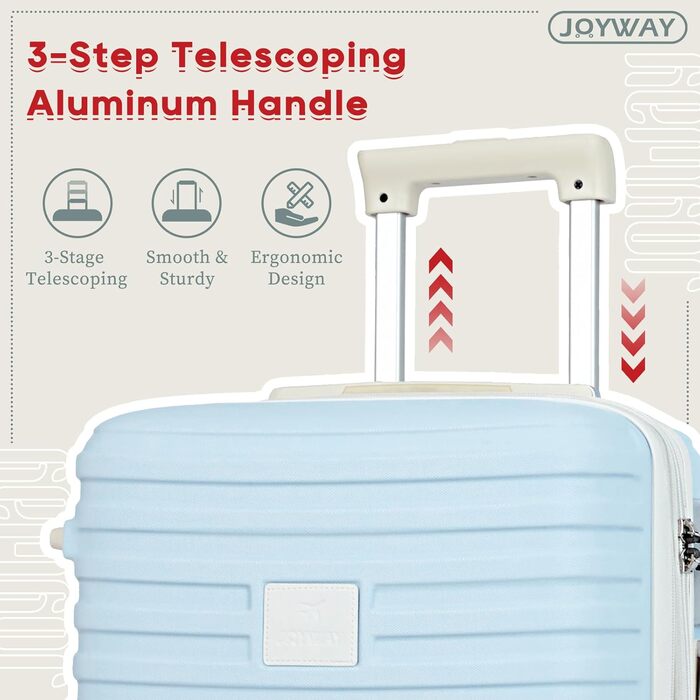 Набір валіз Joyway для ручної поклажі, розширюваний, з TSA-замком (світло-блакитний, 6 предметів, 13/20/24/28)