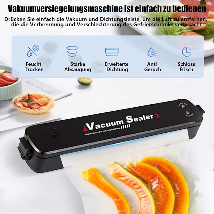 Вакуумний пакувальник Idudu: для продуктів, м'яса, овочів та фруктів. 8 шт. пакетів 25x17 см.